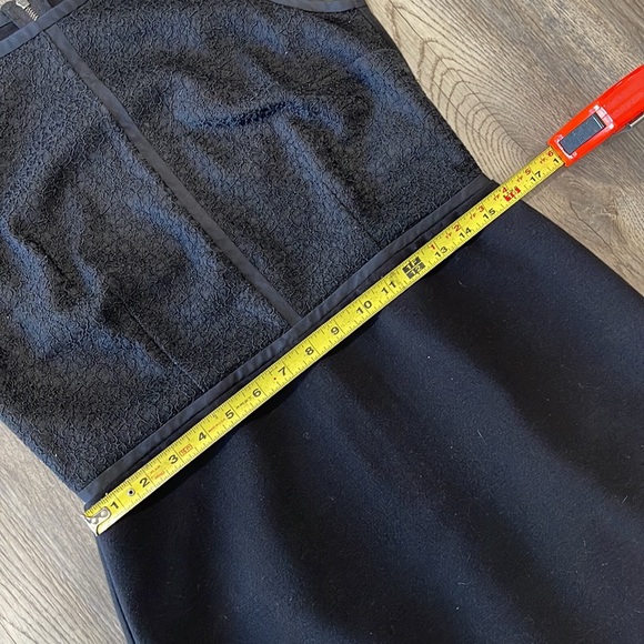 Loft size 6 sleeveless knit black sheath dress with lace decorated top - Picture 10 of 14